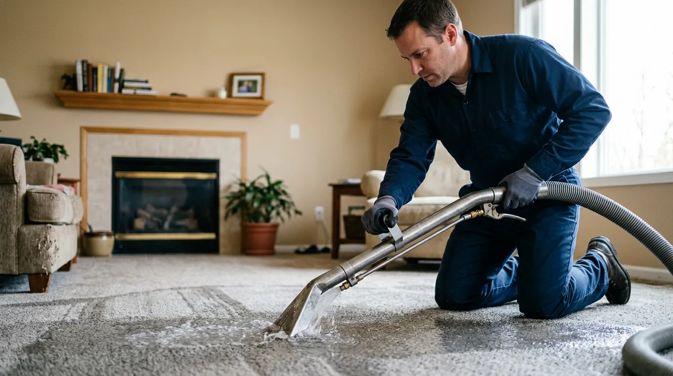 Water damage restoration technician working near Dola, OH